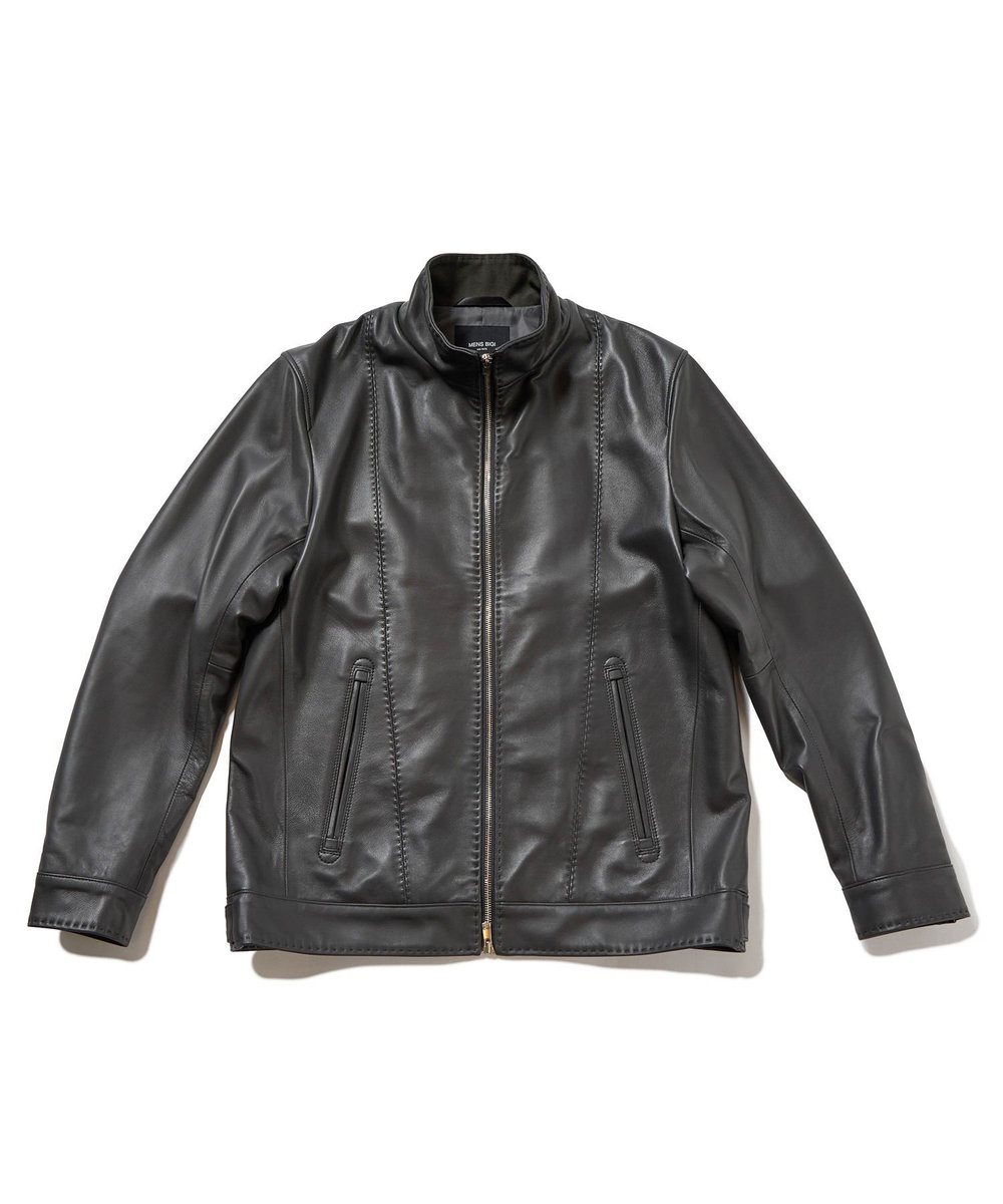 MEN'S BIGI クロームタンニングレザージャケット ダークグレー