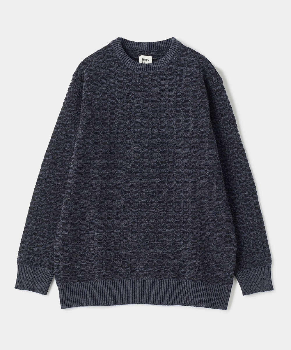 MEN'S BIGI モールジャカードクルーネックニット ブラック系その他