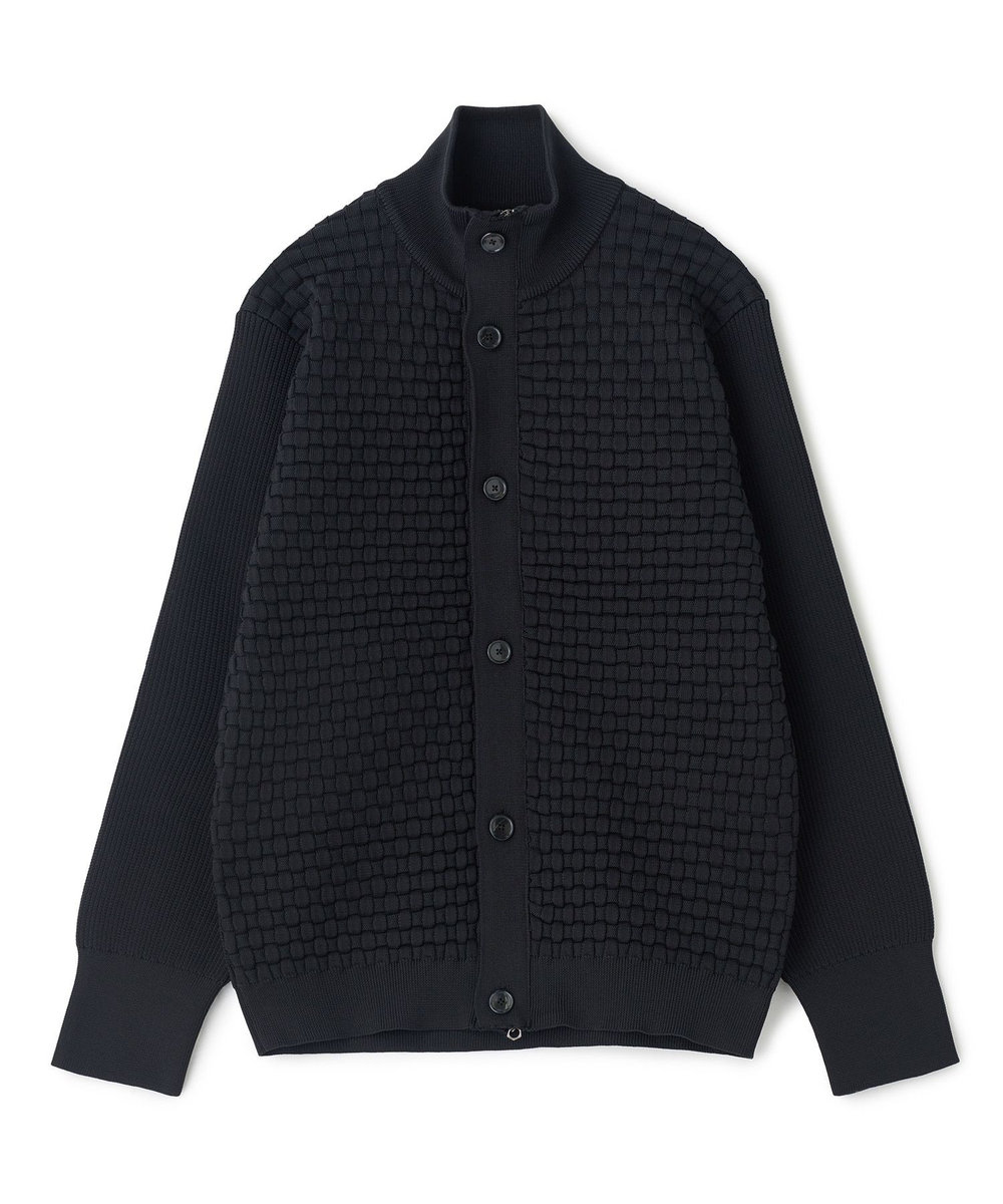 MEN'S BIGI Amossa ブロックチェック フロントジップカーディガン ブラック