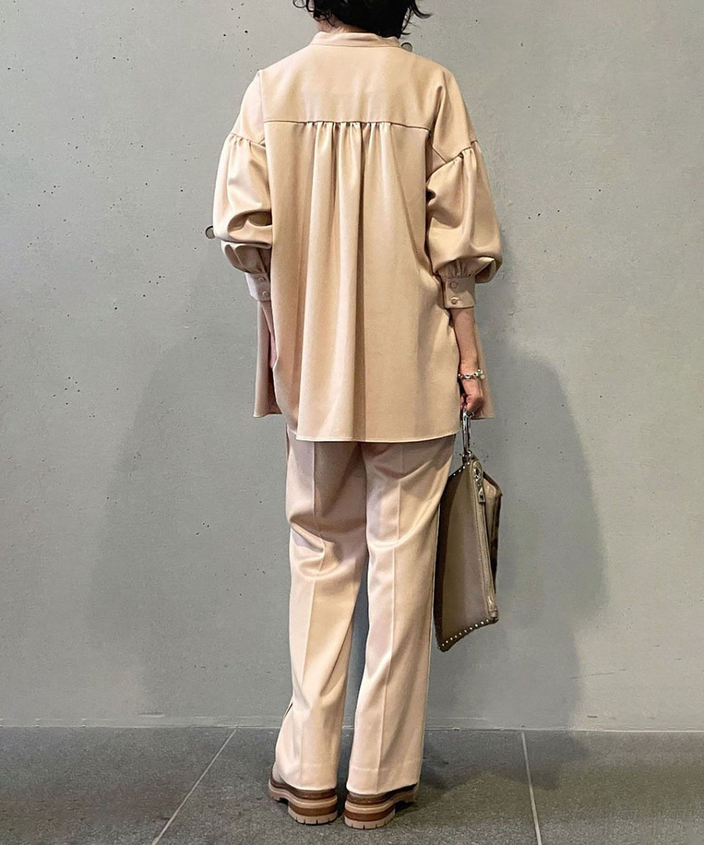 1er Arrondissement ウールサテンフレアーパンツ ピンク