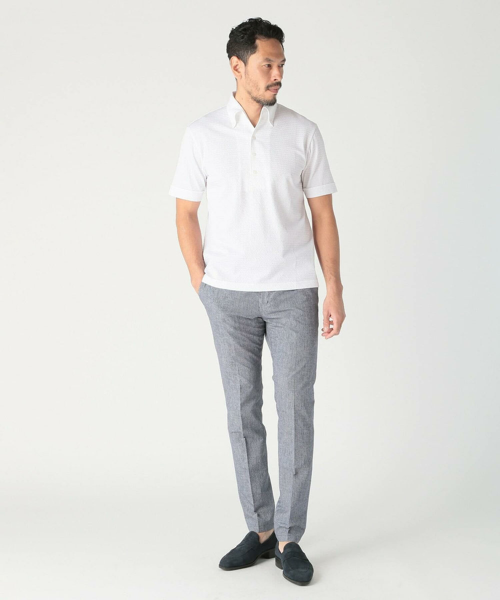 MEN'S BIGI 【ACTIVE TAILOR】サッカー織りポロシャツ<COOL MAX/吸水速乾> ホワイト