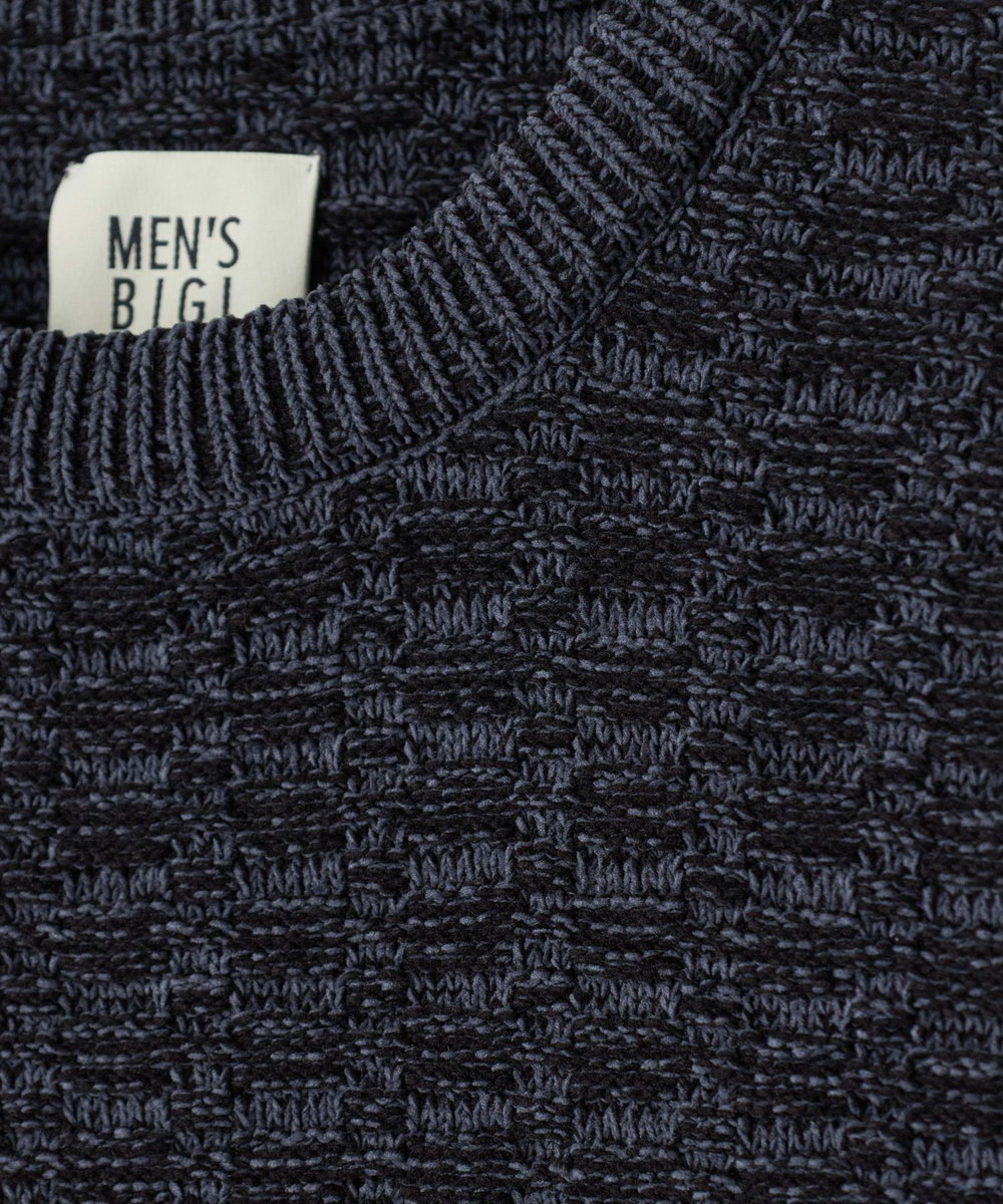 MEN'S BIGI モールジャカードクルーネックニット ブラック系その他