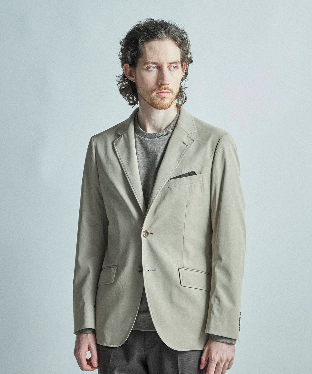 MEN'S BIGI フェイクレザー テーラードジャケット ベージュ