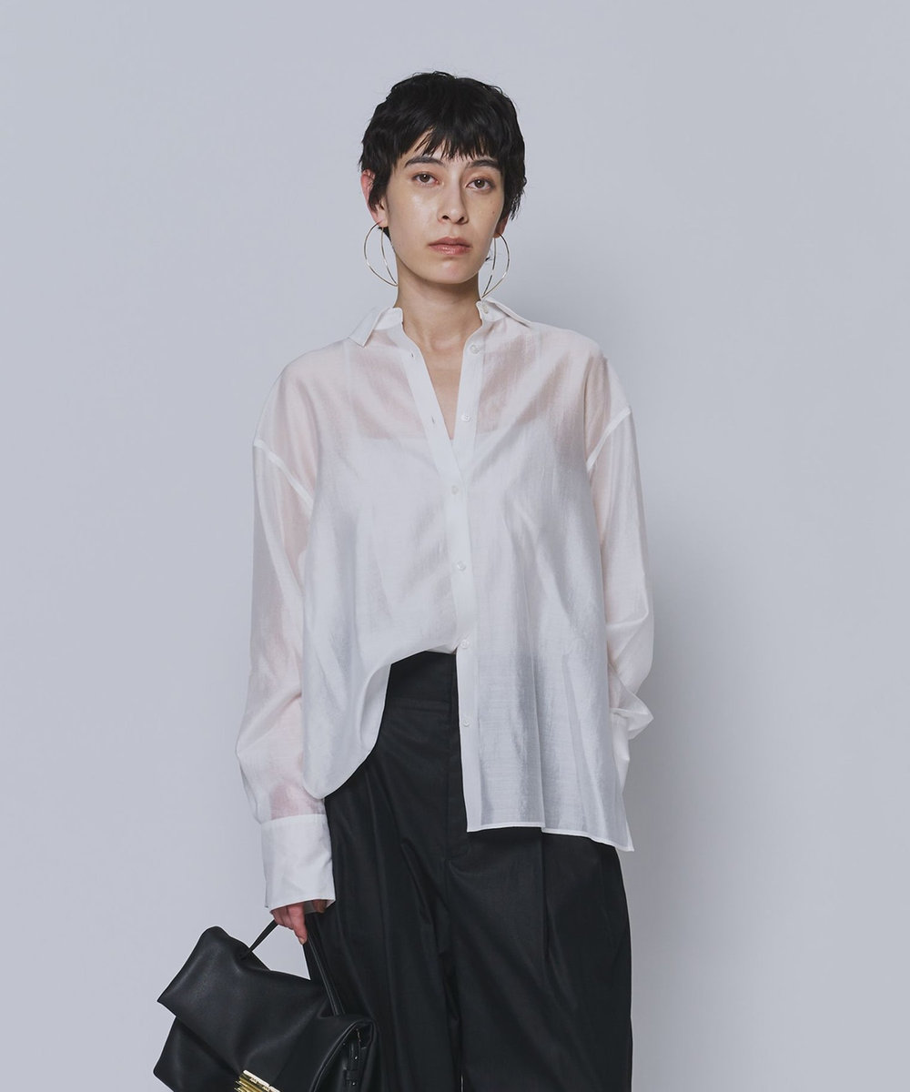 1er Arrondissement シアーテンセルシャツ オフホワイト