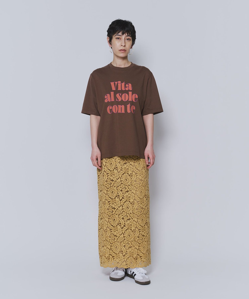 1er Arrondissement ロゴプリントＴシャツ オレンジ