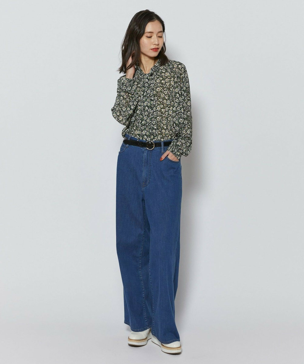L'EQUIPE 7ozストレッチデニムセミワイドパンツ ブルー