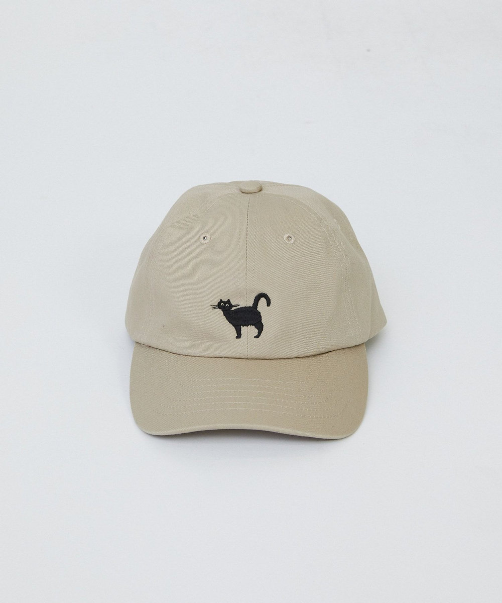 LOISIR 【EC限定・アーティストコラボ】LOISIR×TORANEKOBONBON BLACK NEKO キャップ ベージュ