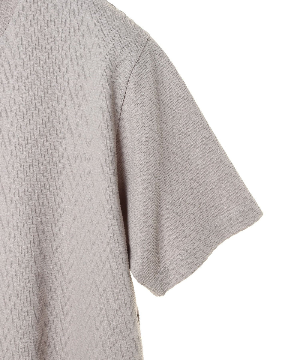 MEN'S BIGI シェブロン柄リンクスジャカードTシャツ<接触冷感><抗菌防臭> ホワイト