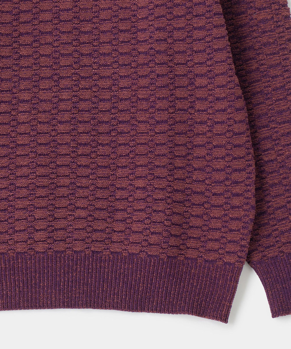MEN'S BIGI モールジャカードクルーネックニット パープル