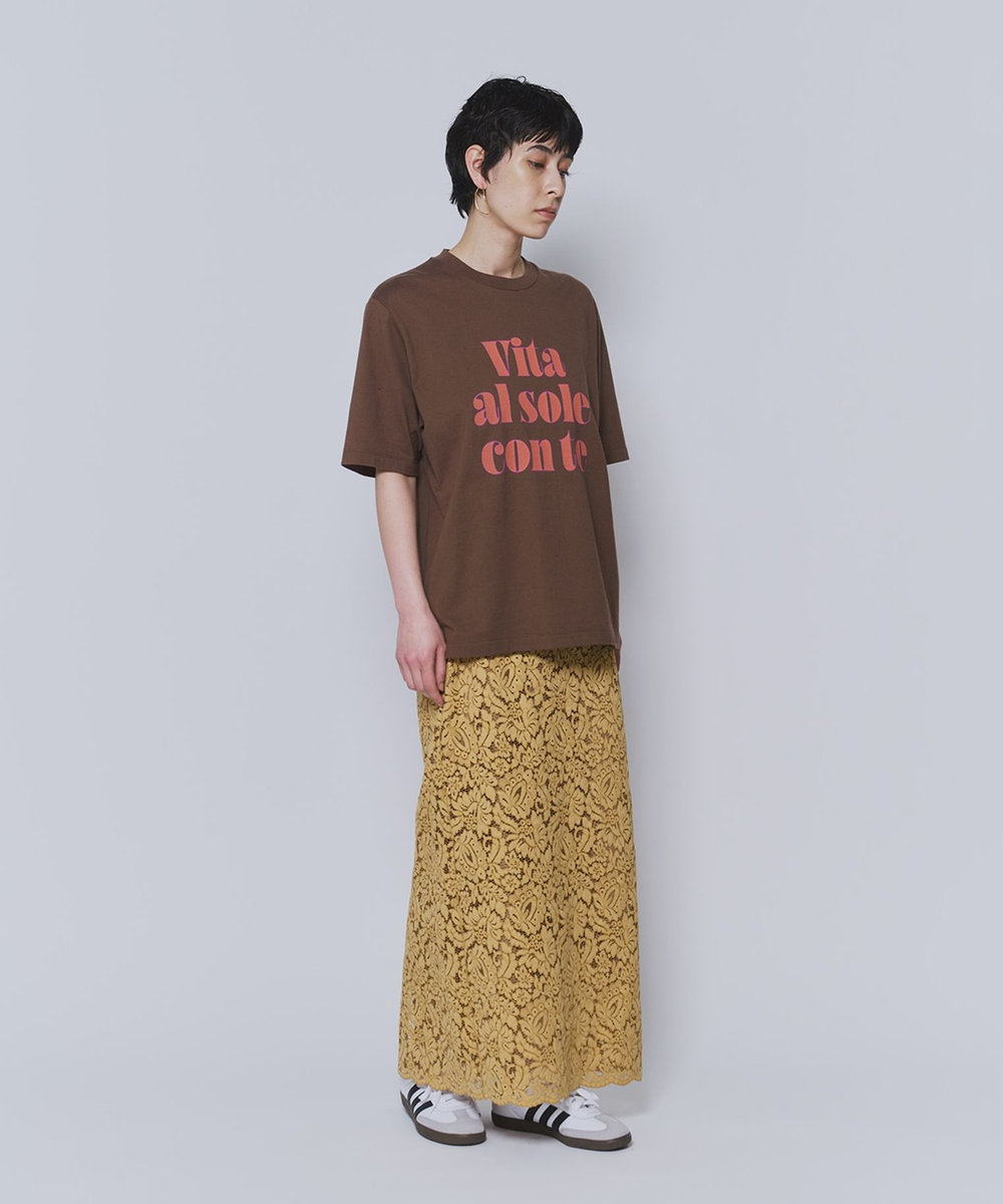 1er Arrondissement ロゴプリントＴシャツ オレンジ