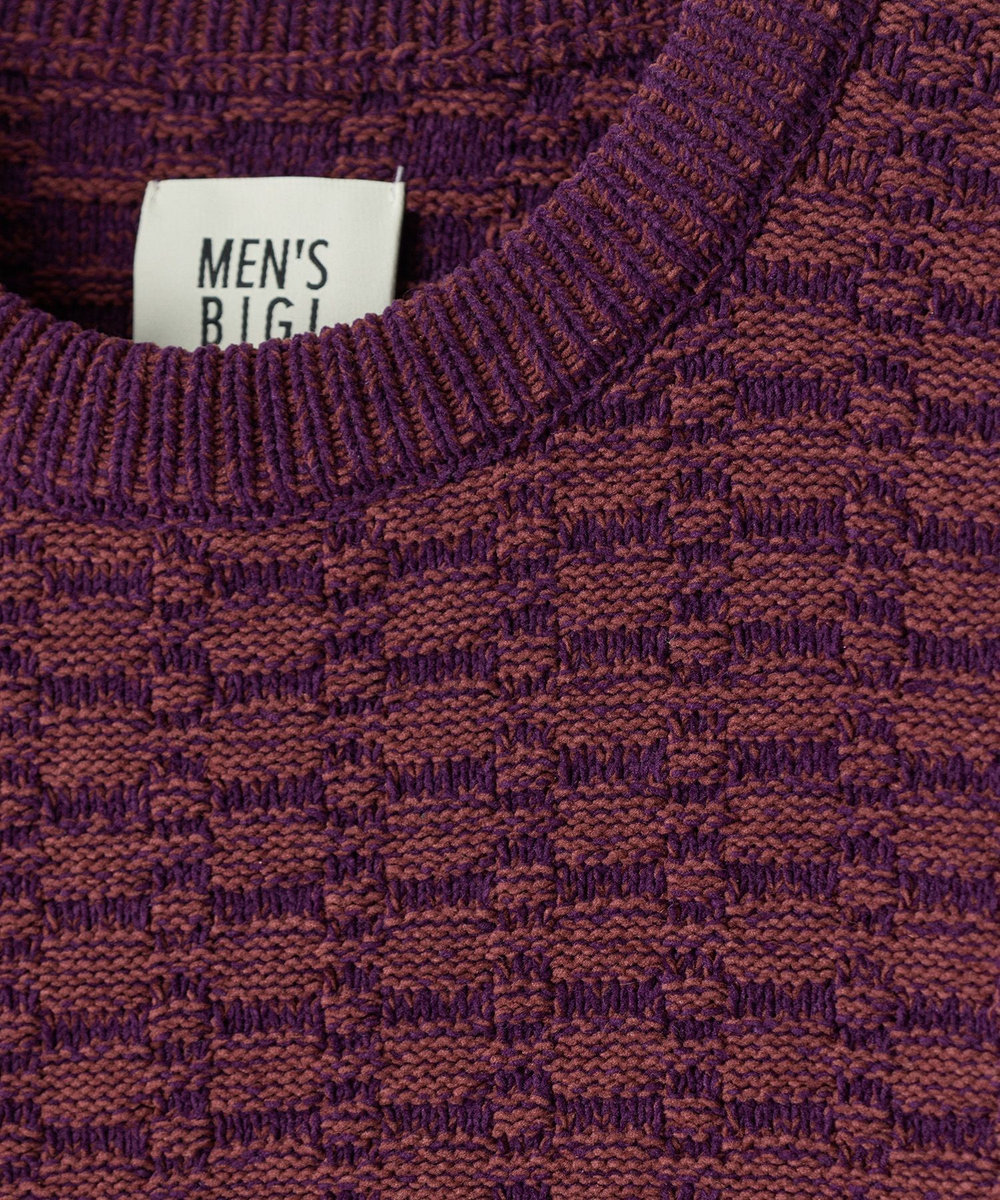 MEN'S BIGI モールジャカードクルーネックニット パープル