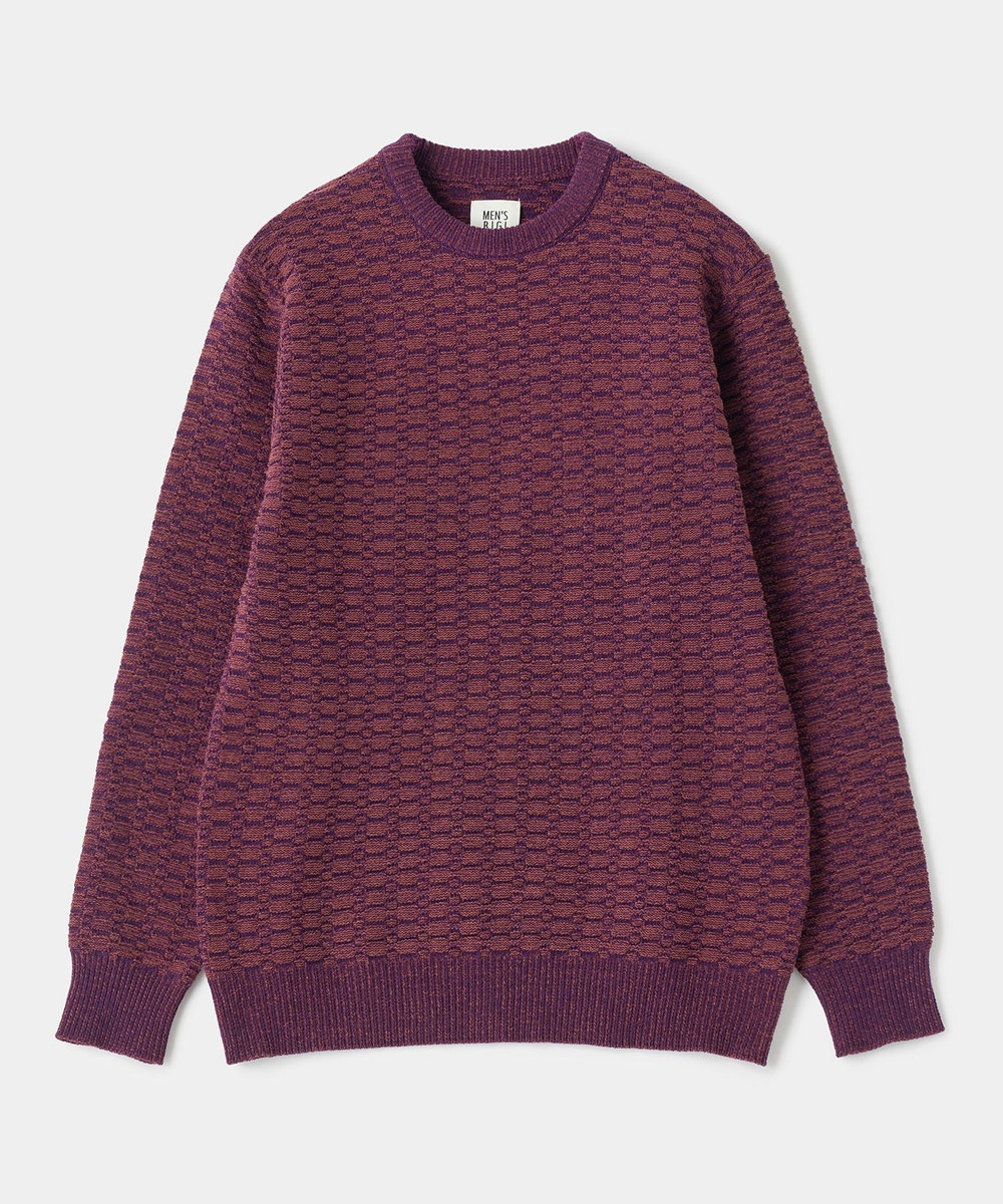 MEN'S BIGI モールジャカードクルーネックニット パープル