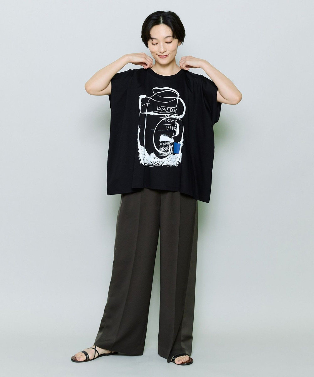 MOGA コットンスムースプリントTシャツ ブラック