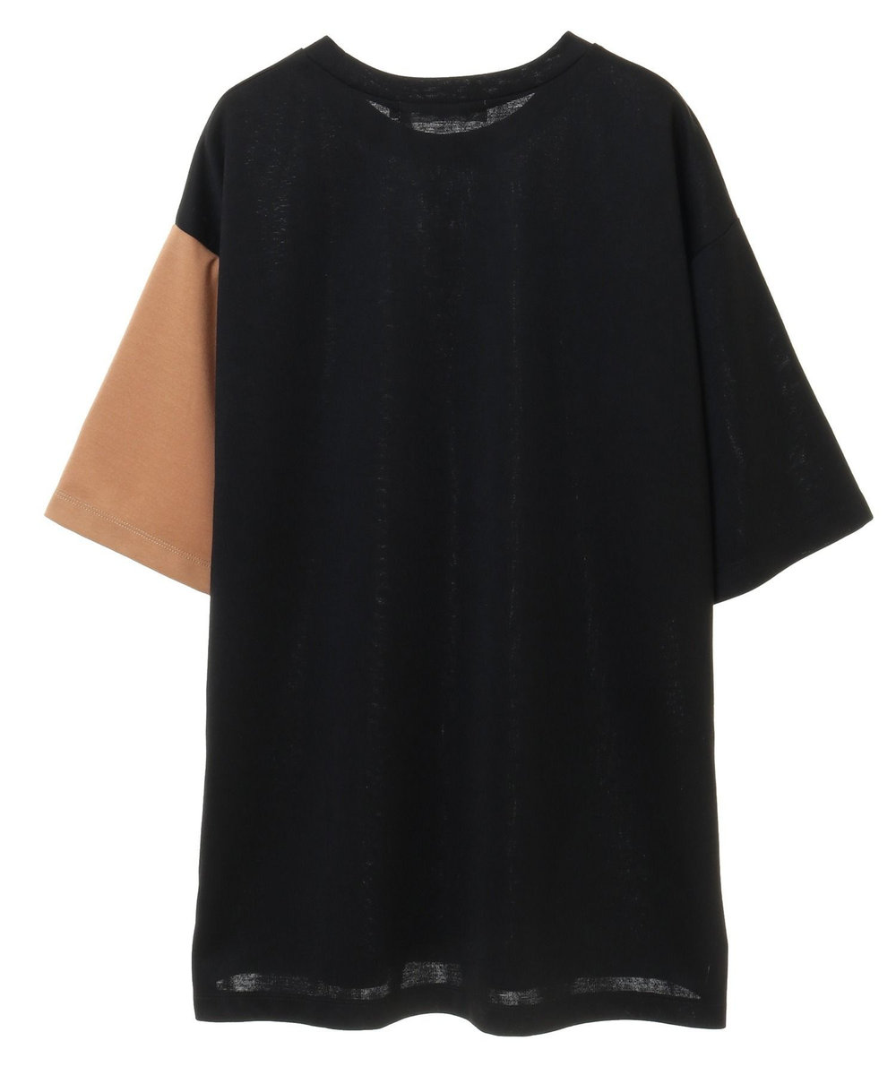 UNION STATION ポンチ切り替えアシンメトリーTシャツ ブラック