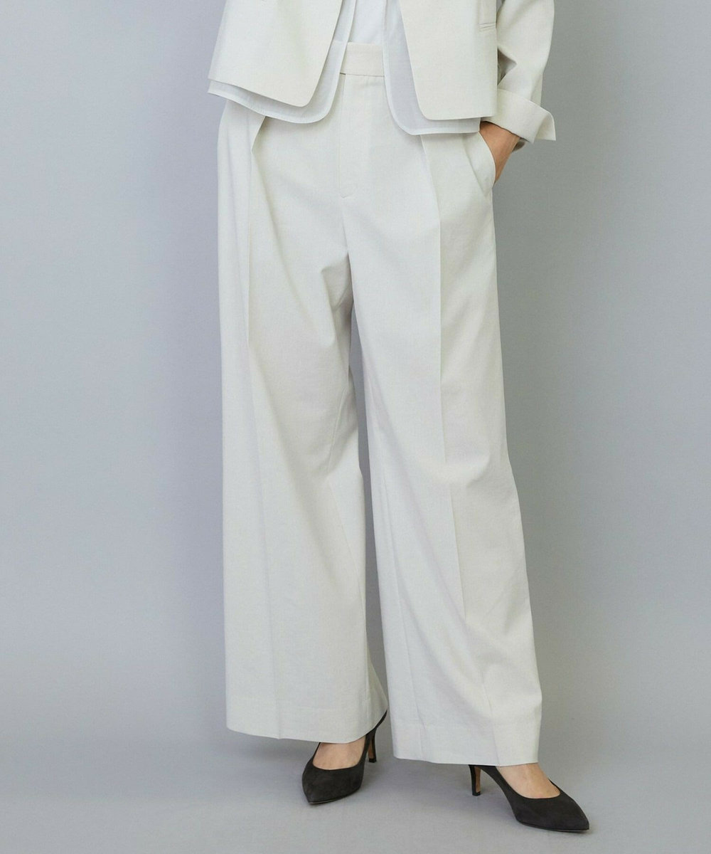 MOGA スタイリスト戸野塚かおるコラボ ドライリネンストレッチストレートパンツ キナリ