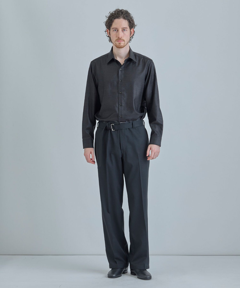 MEN'S BIGI トリアセリネン調ストレッチ カジュアルシャツ＜接触冷感/UVカット/ストレッチ/防シワ/EASY CARE＞ ブラック