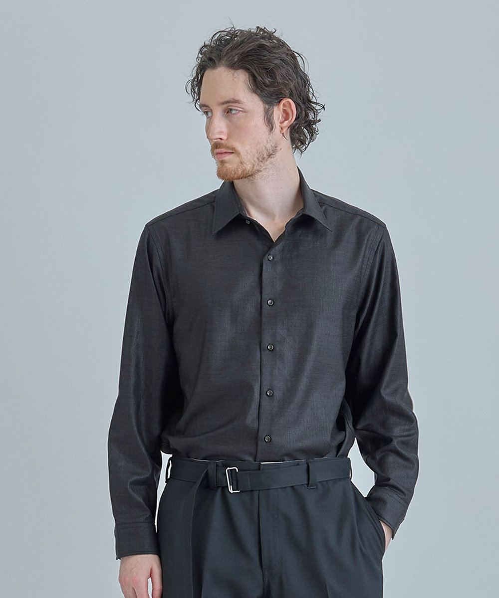 MEN'S BIGI トリアセリネン調ストレッチ カジュアルシャツ＜接触冷感/UVカット/ストレッチ/防シワ/EASY CARE＞ ブラック
