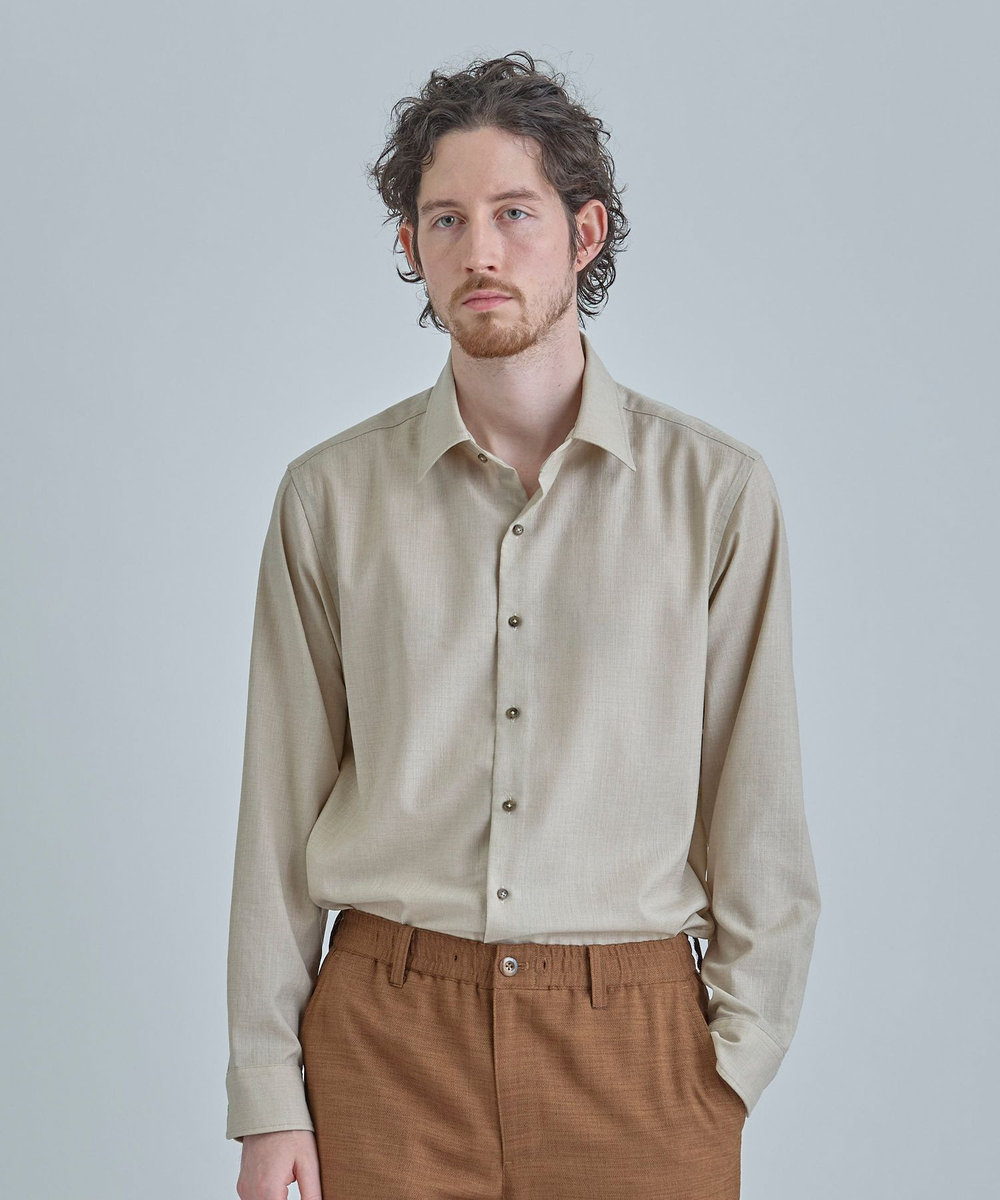 MEN'S BIGI トリアセリネン調ストレッチ カジュアルシャツ＜接触冷感/UVカット/ストレッチ/防シワ/EASY CARE＞ ベージュ