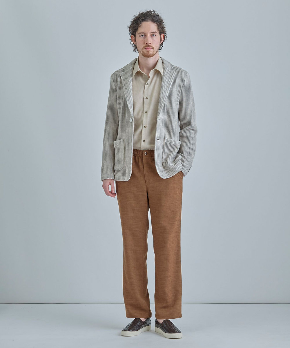 MEN'S BIGI トリアセリネン調ストレッチ カジュアルシャツ＜接触冷感/UVカット/ストレッチ/防シワ/EASY CARE＞ ベージュ