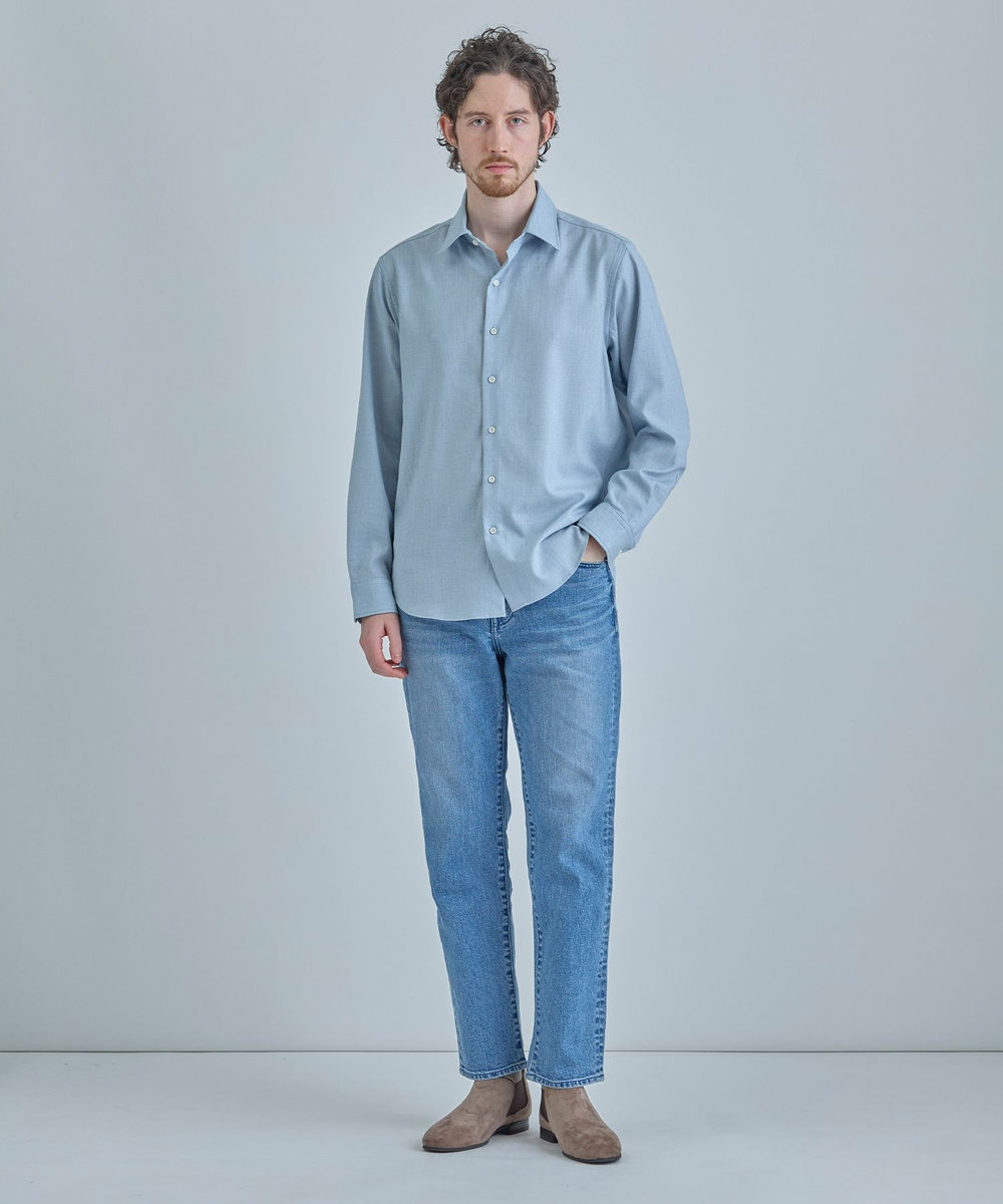 MEN'S BIGI トリアセリネン調ストレッチ カジュアルシャツ＜接触冷感/UVカット/ストレッチ/防シワ/EASY CARE＞ サックスブルー