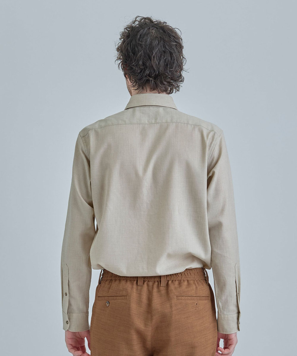 MEN'S BIGI トリアセリネン調ストレッチ カジュアルシャツ＜接触冷感/UVカット/ストレッチ/防シワ/EASY CARE＞ ベージュ