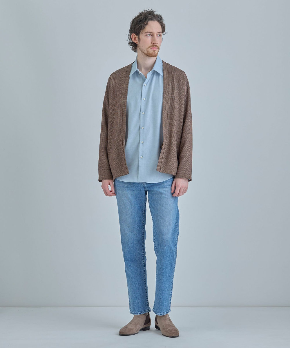 MEN'S BIGI トリアセリネン調ストレッチ カジュアルシャツ＜接触冷感/UVカット/ストレッチ/防シワ/EASY CARE＞ サックスブルー