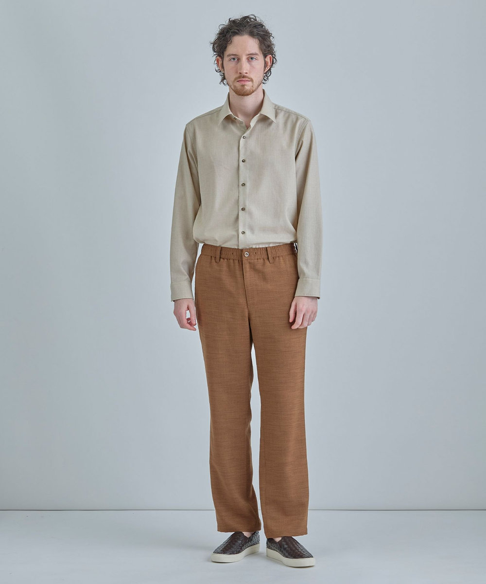 MEN'S BIGI トリアセリネン調ストレッチ カジュアルシャツ＜接触冷感/UVカット/ストレッチ/防シワ/EASY CARE＞ ベージュ