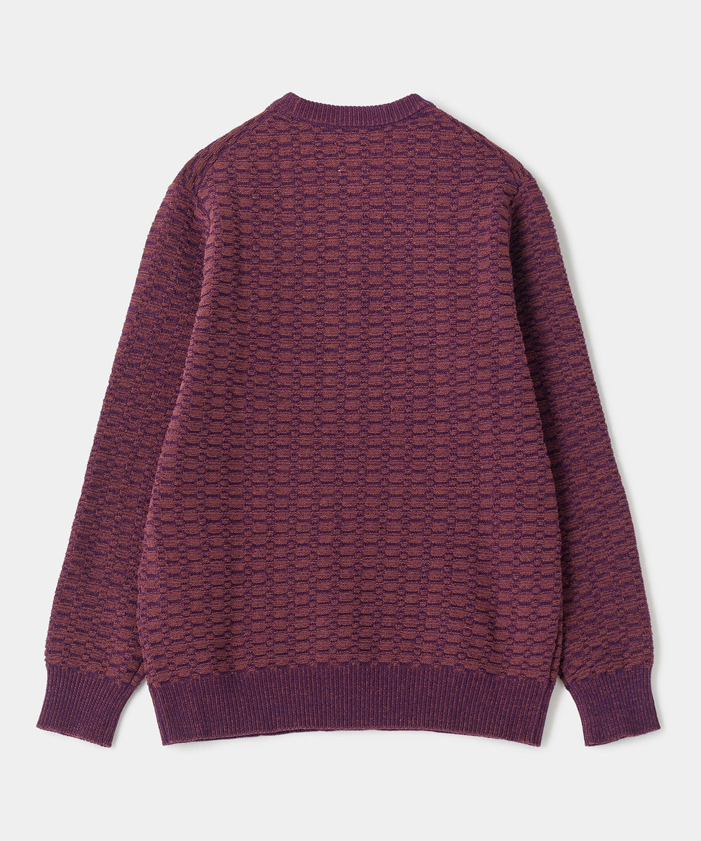MEN'S BIGI モールジャカードクルーネックニット パープル