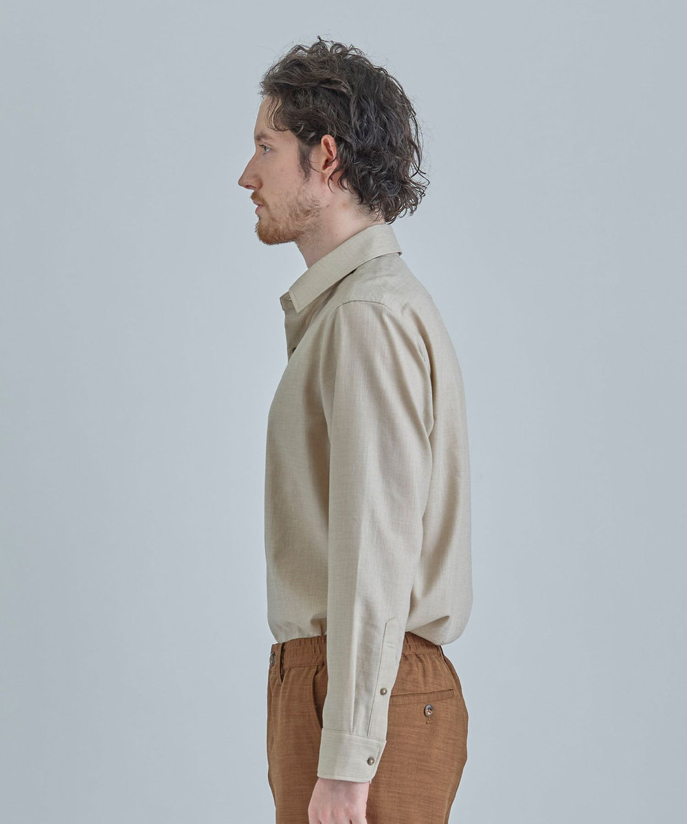 MEN'S BIGI トリアセリネン調ストレッチ カジュアルシャツ＜接触冷感/UVカット/ストレッチ/防シワ/EASY CARE＞ ベージュ