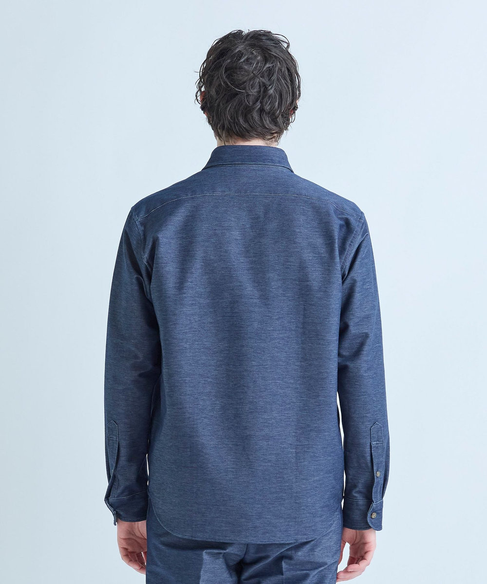 MEN'S BIGI デニムジャージ シャツブルゾン＜ストレッチ＞ ネイビー