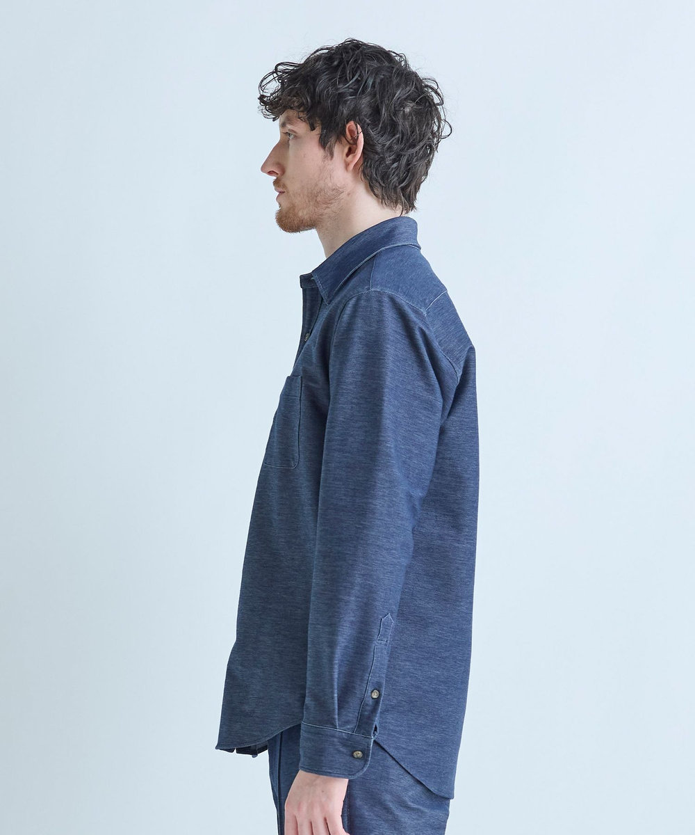 MEN'S BIGI デニムジャージ シャツブルゾン＜ストレッチ＞ ネイビー