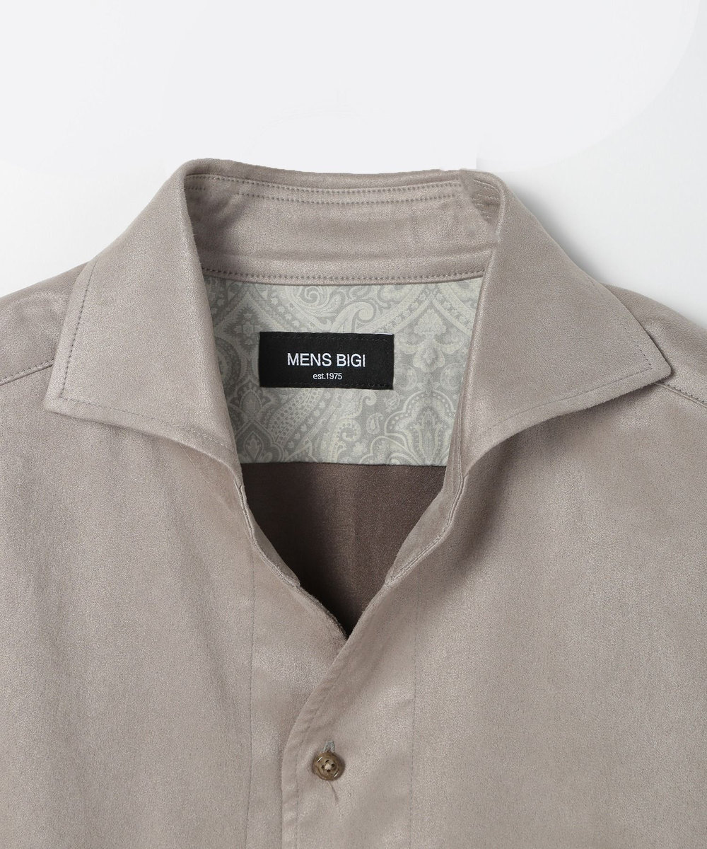 MEN'S BIGI コマスエードストレッチシャツ ライトグレー