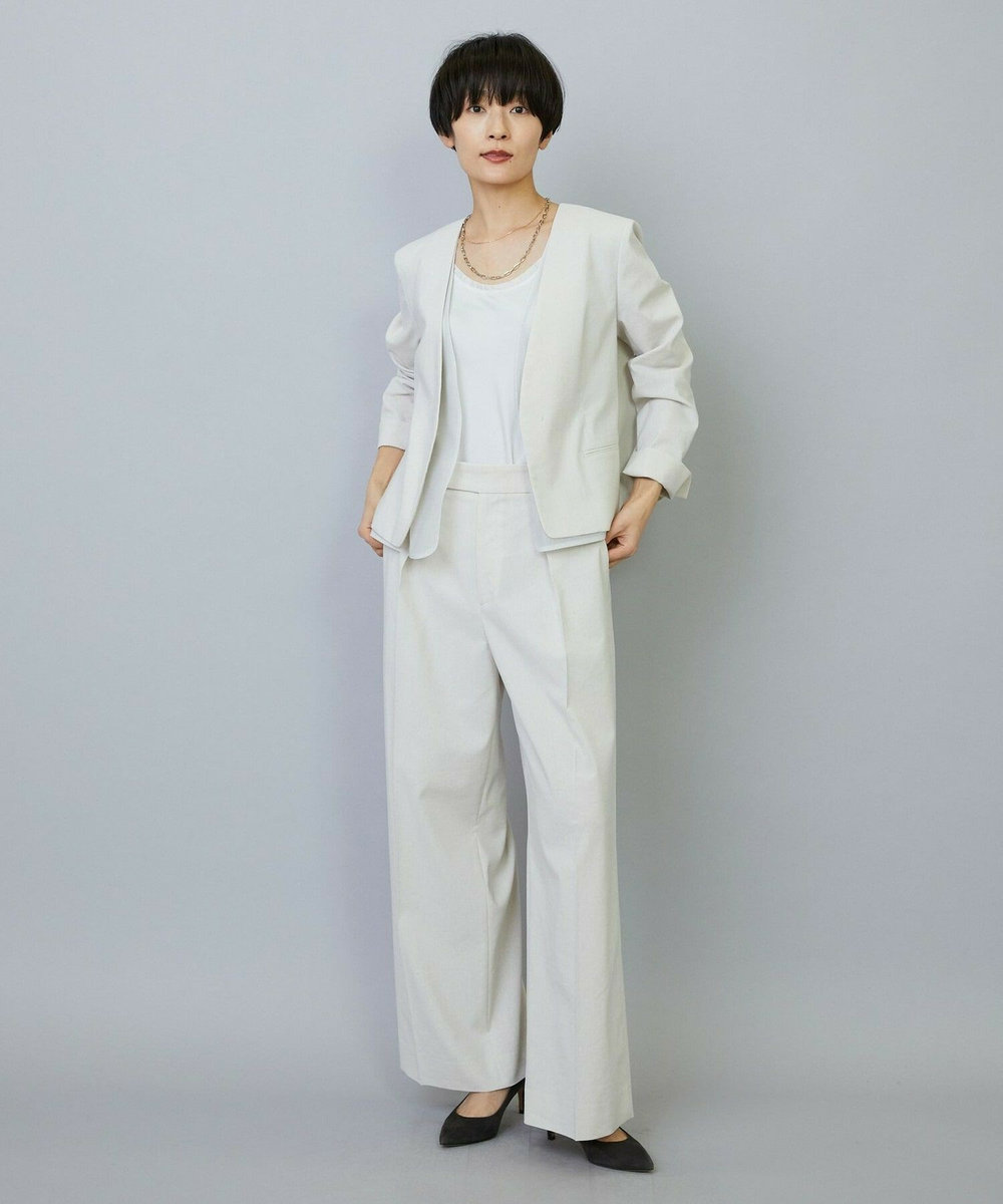 MOGA スタイリスト戸野塚かおるコラボ ドライリネンストレッチストレートパンツ キナリ