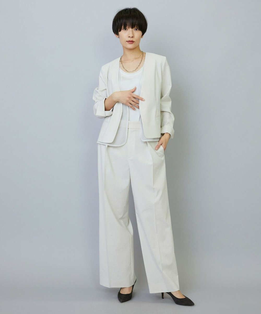 MOGA スタイリスト戸野塚かおるコラボ ドライリネンストレッチストレートパンツ キナリ