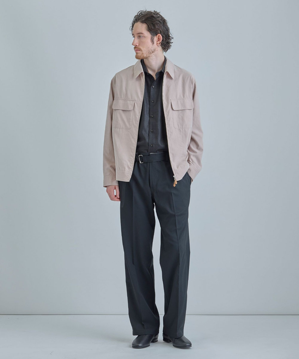 MEN'S BIGI トリアセリネン調ストレッチ カジュアルシャツ＜接触冷感/UVカット/ストレッチ/防シワ/EASY CARE＞ ブラック