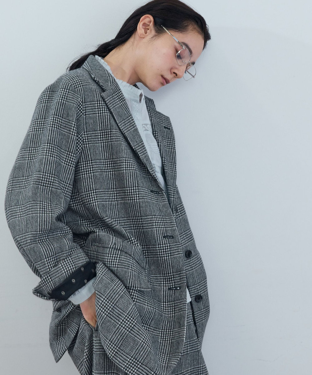 ADIEU TRISTESSE 《石上美津江さんコラボ》ウールチェックジャケット ブラック系その他