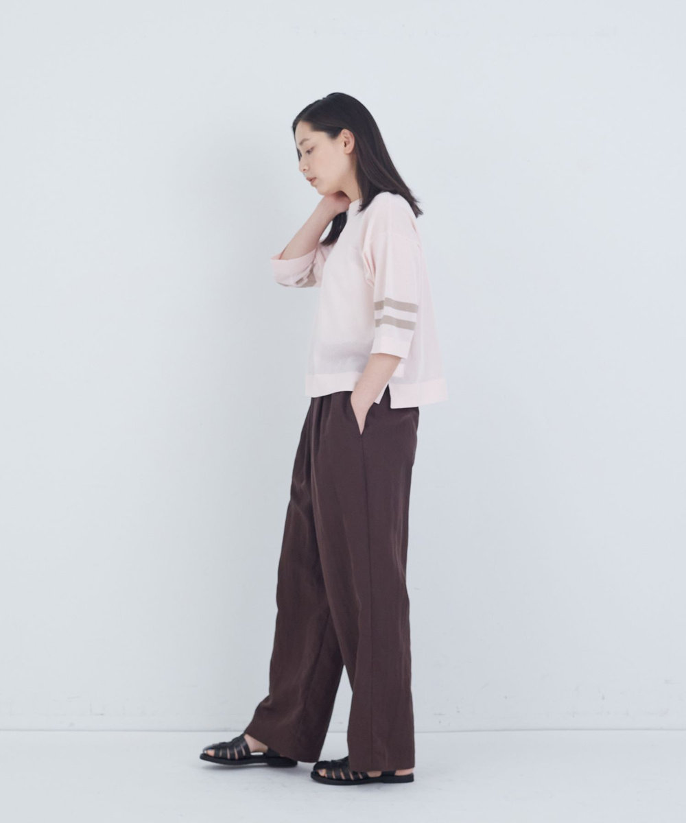 ADIEU TRISTESSE ペーパーポリエステルライン入りニット ピンク
