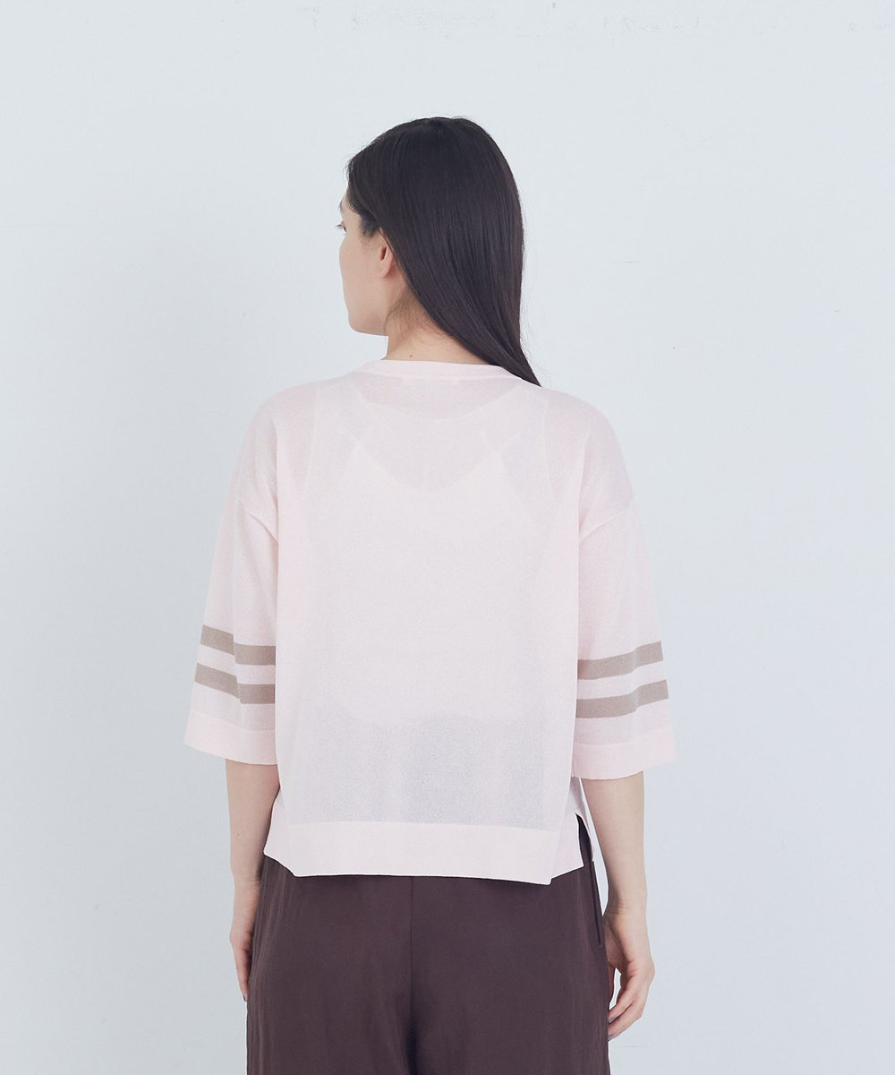 ADIEU TRISTESSE ペーパーポリエステルライン入りニット ピンク