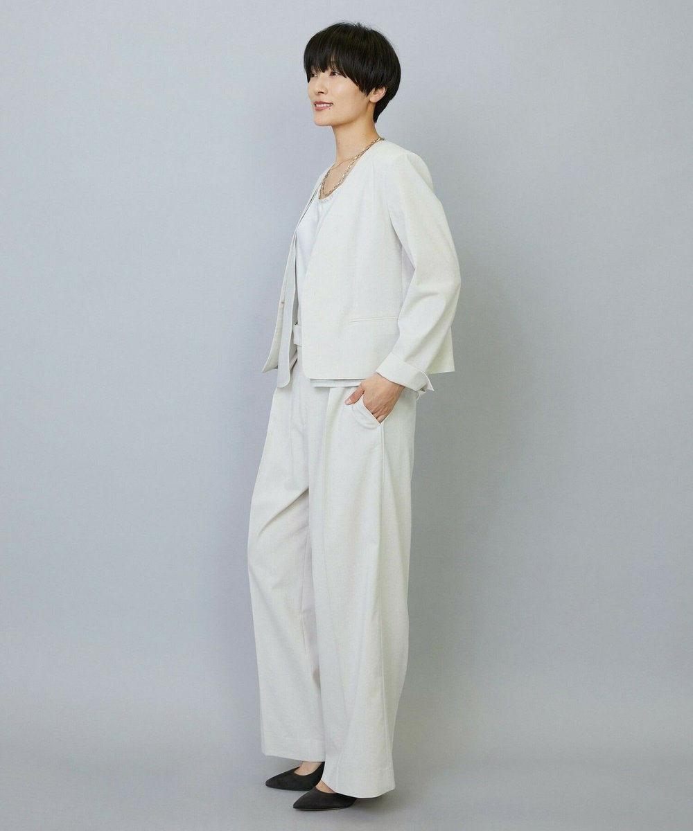 MOGA スタイリスト戸野塚かおるコラボ ドライリネンストレッチストレートパンツ キナリ