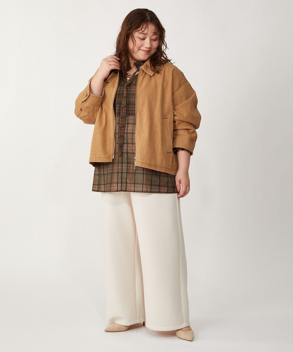 feerique Lサイズ（大きいサイズ） 【大きいサイズ】feerique カラーデニムジップブルゾン ブラウン
