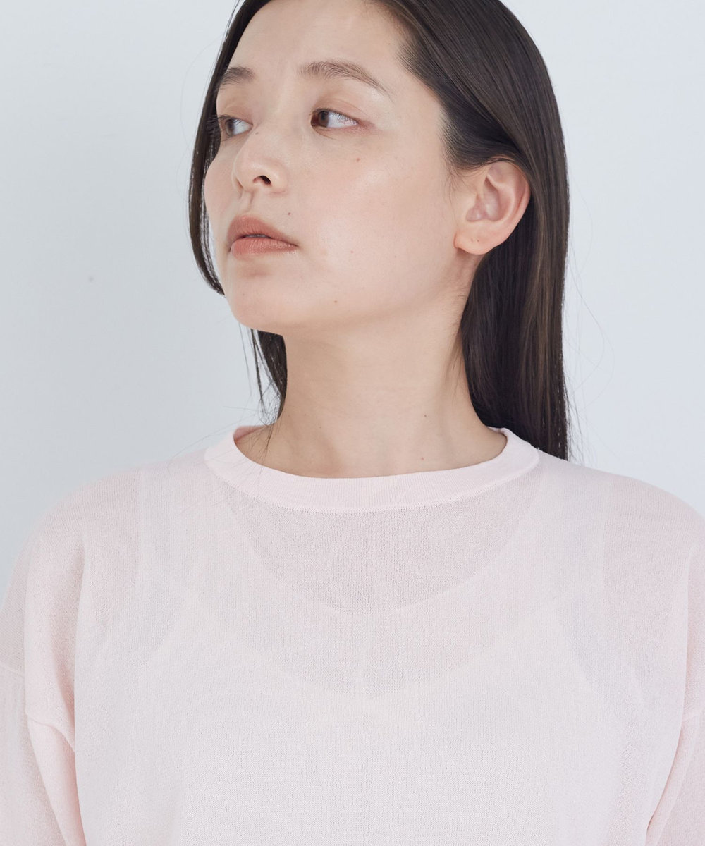 ADIEU TRISTESSE ペーパーポリエステルライン入りニット ピンク