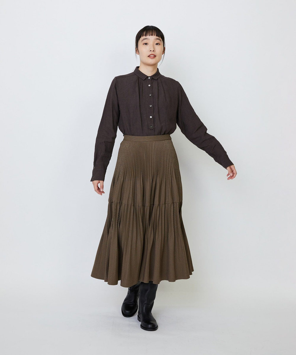 LOISIR エステルガンクラブチェックティアードプリーツスカート ブラウン系その他