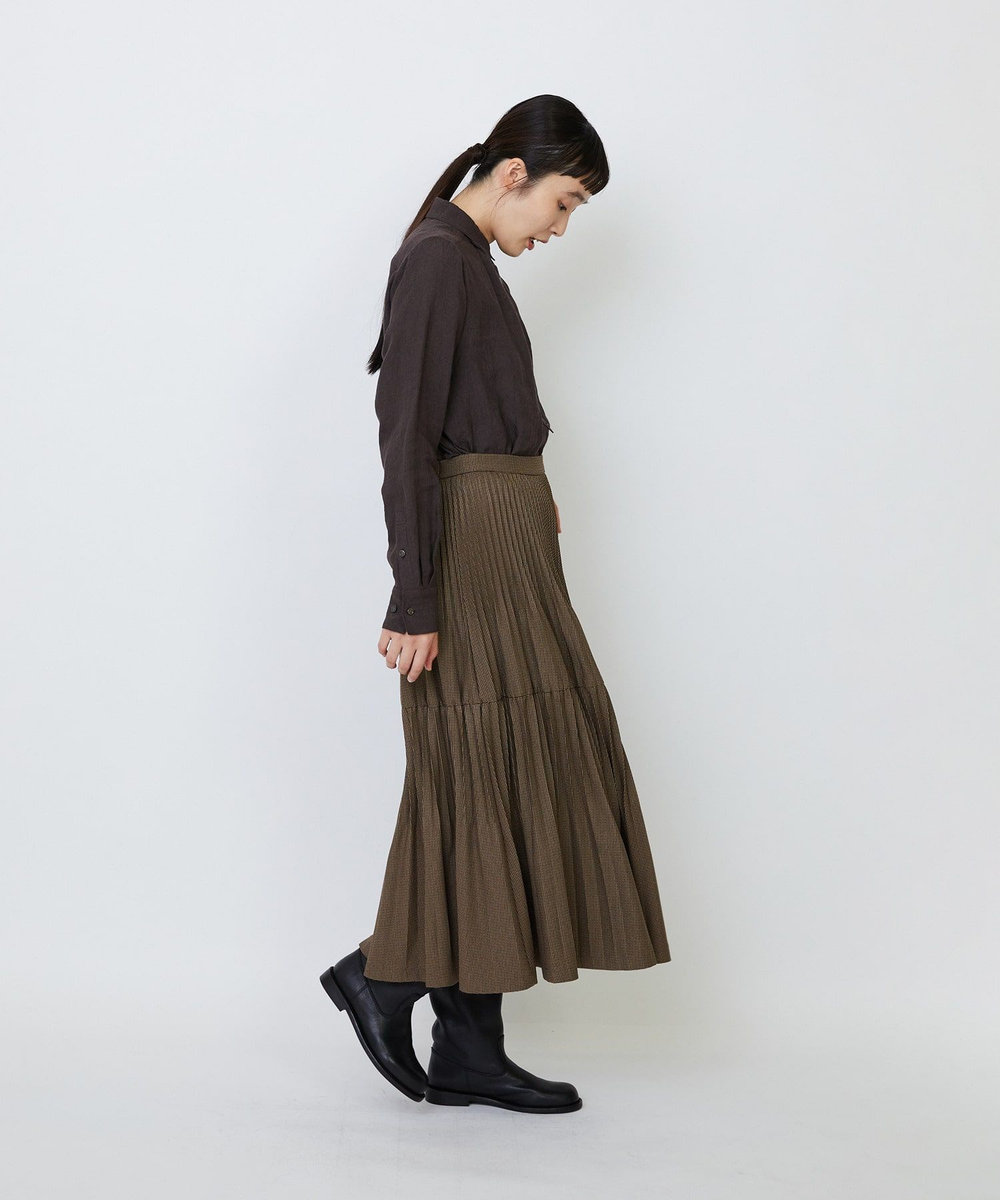 LOISIR エステルガンクラブチェックティアードプリーツスカート ブラウン系その他