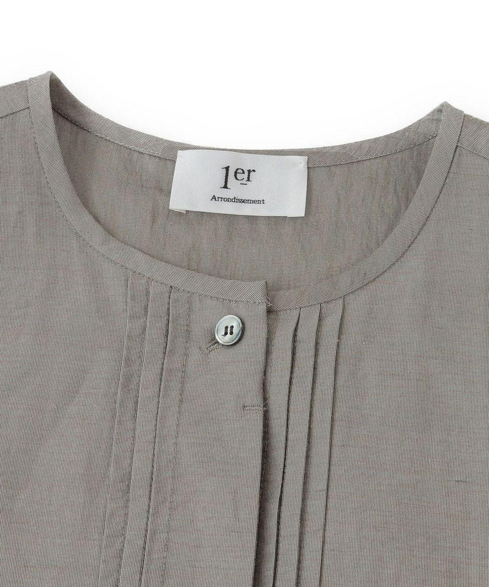 1er Arrondissement リネンレーヨンペプラムブラウス グレイッシュベージュ