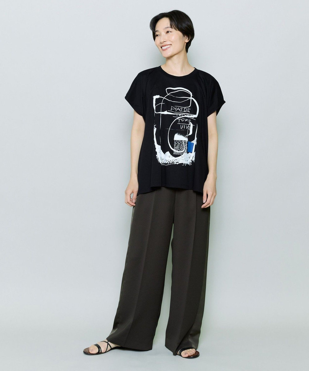 MOGA コットンスムースプリントTシャツ ブラック
