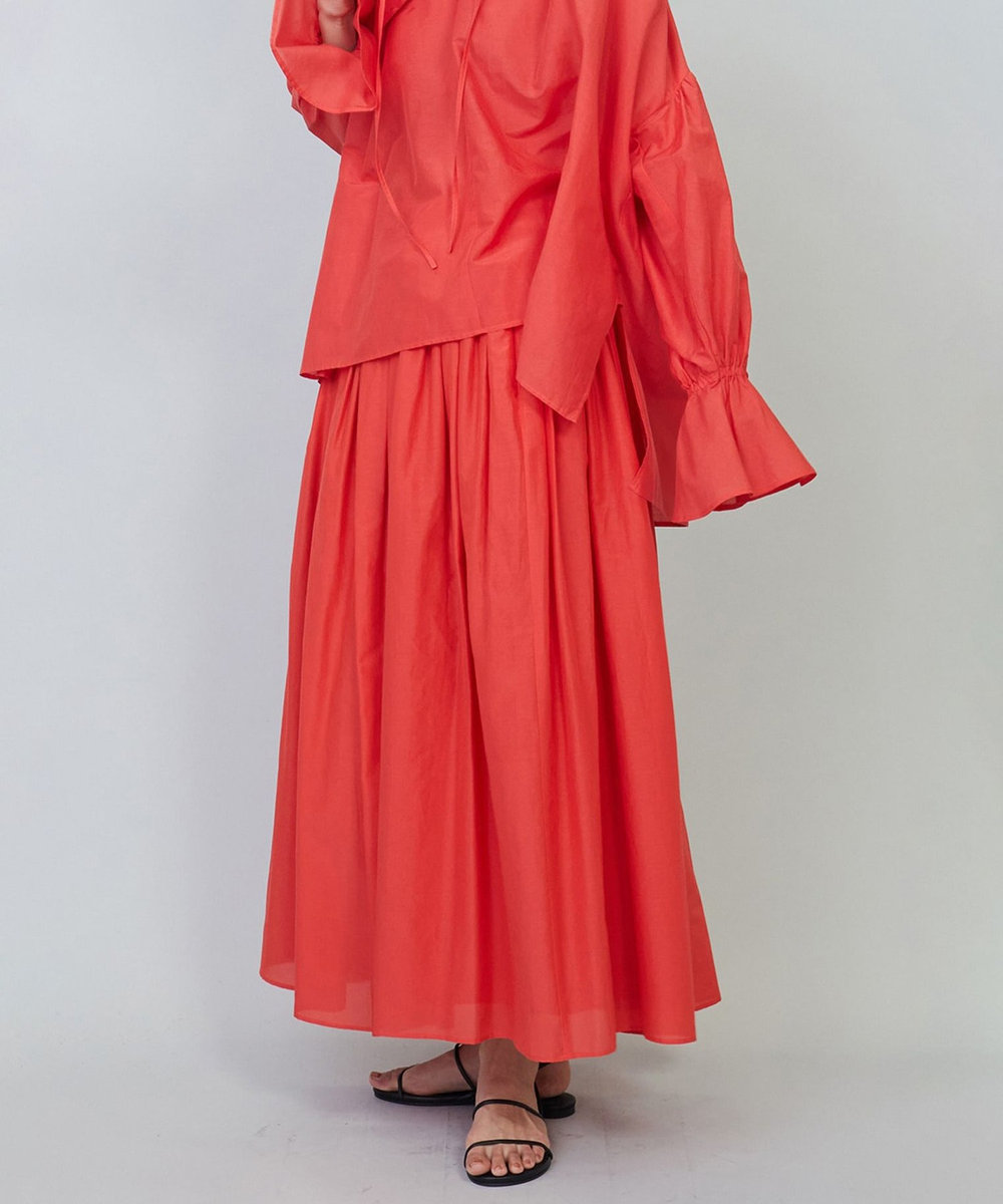 1er Arrondissement シルクコットンギャザースカート レッド