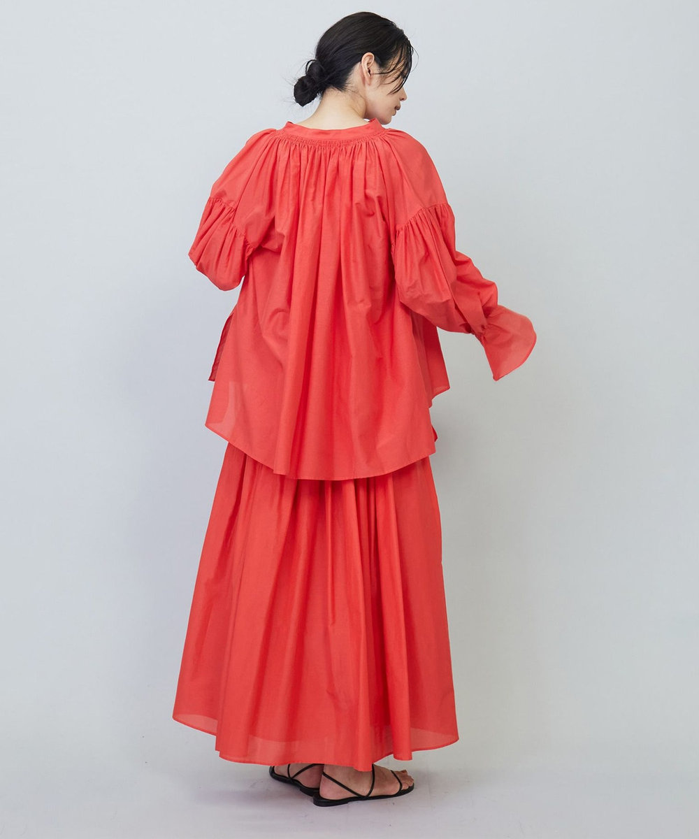 1er Arrondissement シルクコットンギャザースカート レッド