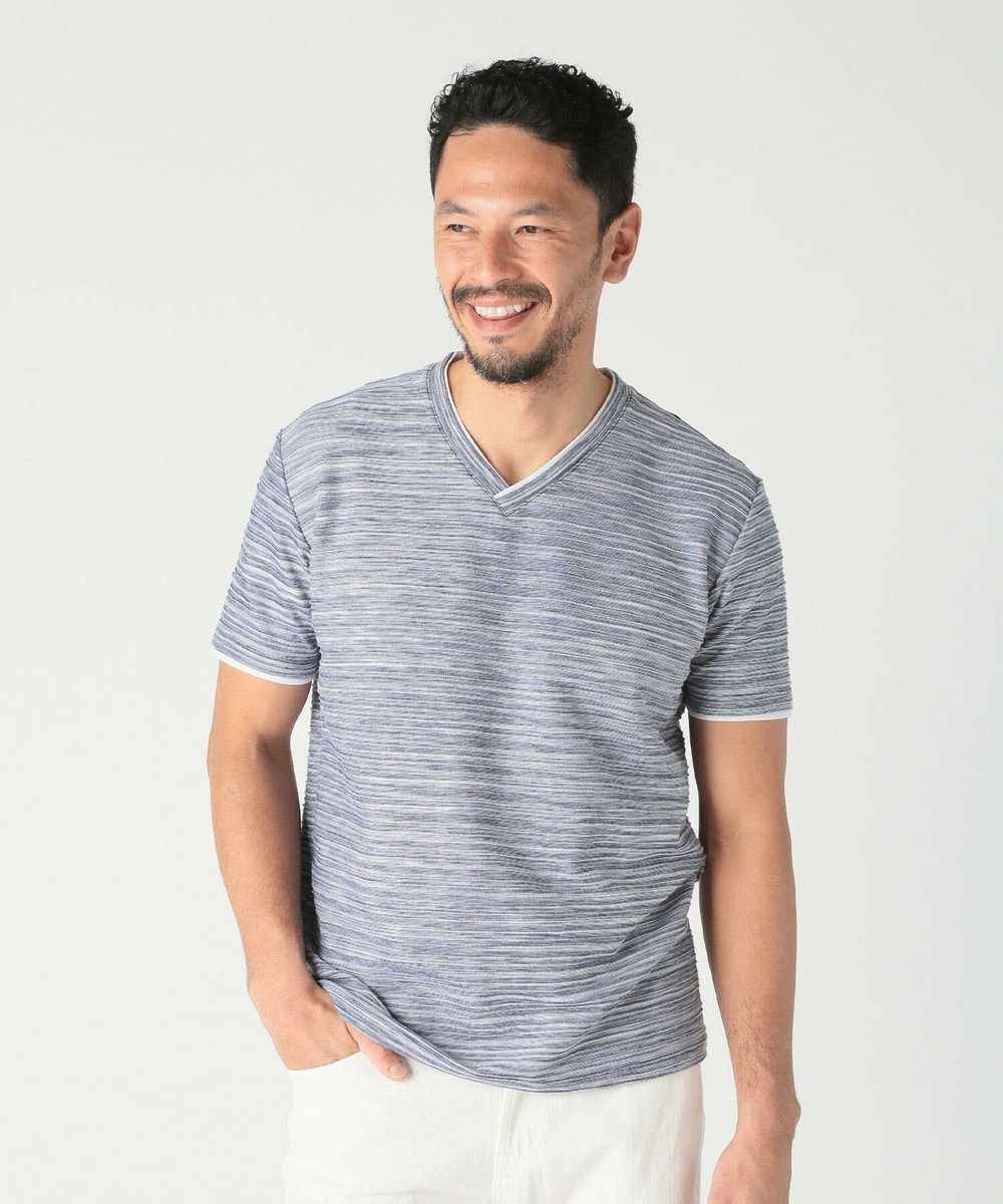 MEN'S BIGI スラブタック天竺素材Tシャツ＜吸水速乾＞ ネイビー
