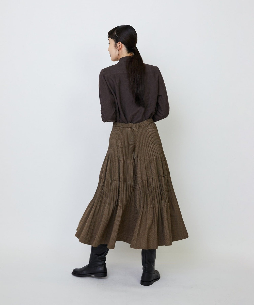 LOISIR エステルガンクラブチェックティアードプリーツスカート ブラウン系その他