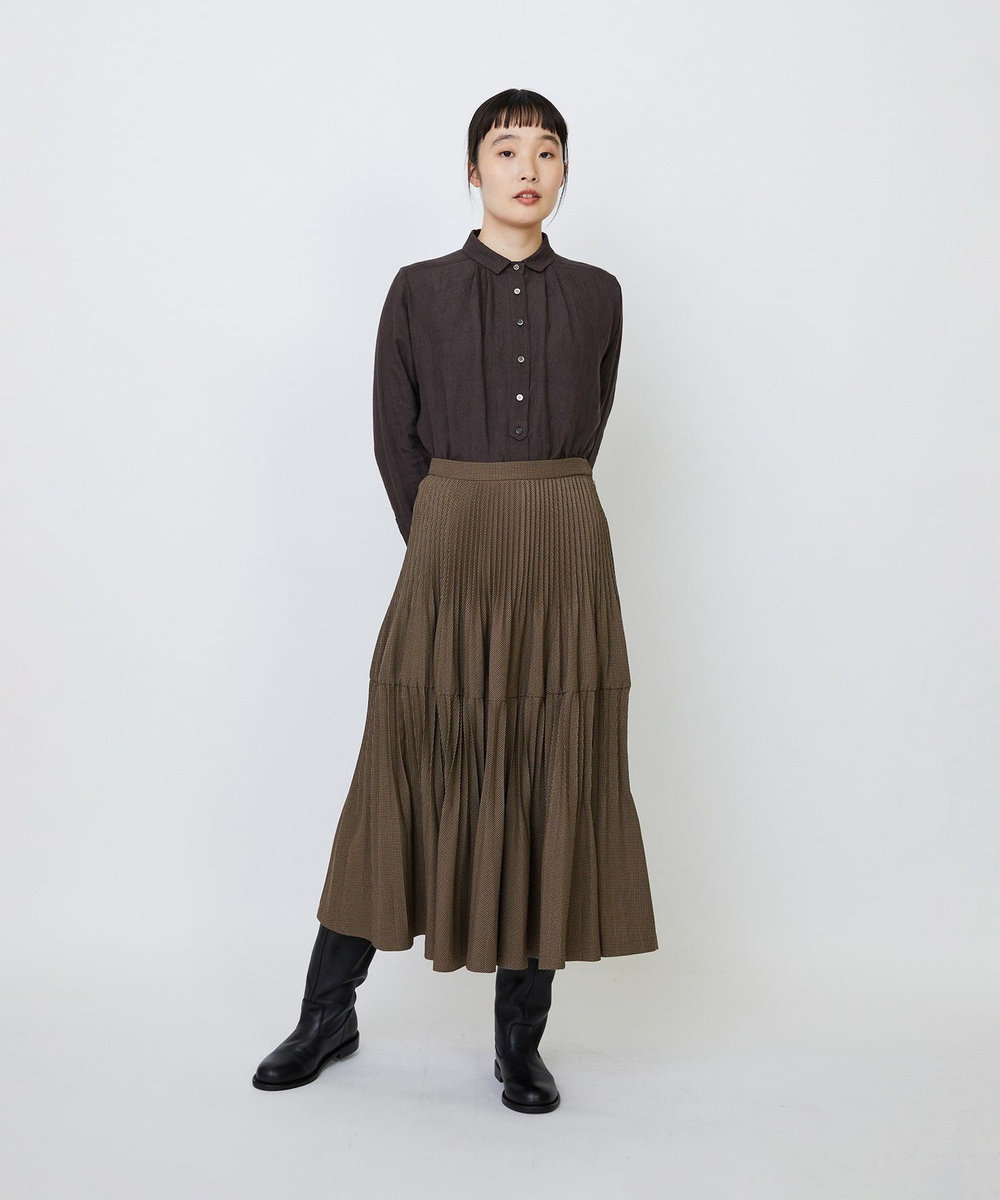LOISIR エステルガンクラブチェックティアードプリーツスカート ブラウン系その他